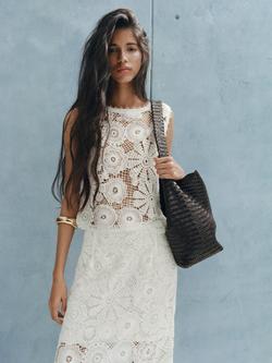 Mango Crochet Top, Cream, Cream