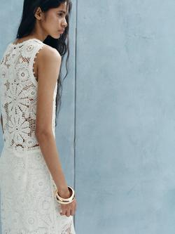 Mango Crochet Top, Cream - view 2, Cream