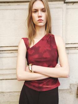 Mango Mara Asymmetric Neck Blouse, Bordeaux, Bordeaux