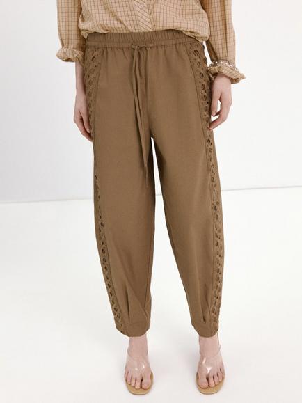 Mango Detailed Panel Relaxed Jogger Trousers, Khaki, Khaki
