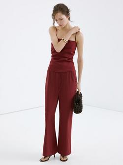 Mango Relaxed Drawstring Trousers, Red, Red