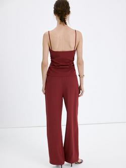 Mango Relaxed Drawstring Trousers, Red - view 2, Red