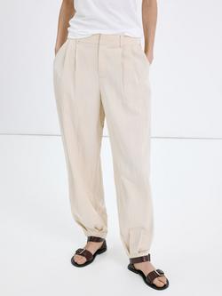 Mango Mid Rise Pleated Trousers, Stone, Stone