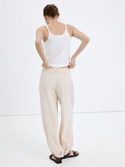 Mango Mid Rise Pleated Trousers, Stone - view 2, Stone