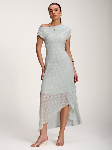 Jolie Moi Lace Asymmetrical Maxi Dress, Light Blue, Light Blue