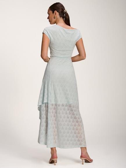 Jolie Moi Lace Asymmetrical Maxi Dress, Light Blue - view 2, Light Blue