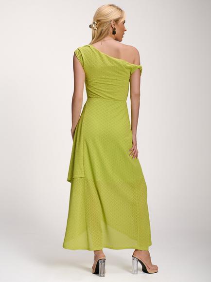 Jolie Moi Textured Asymmetrical Maxi Dress, Lime - view 2, Lime