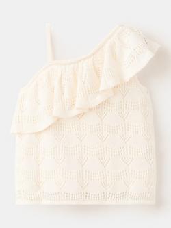 Mango Kids' Asymmetrical Ruffled Neck Sleeveless Top, Off White, Off White