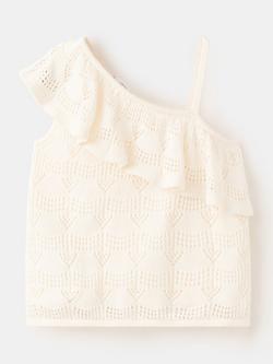 Mango Kids' Asymmetrical Ruffled Neck Sleeveless Top, Off White - view 2, Off White