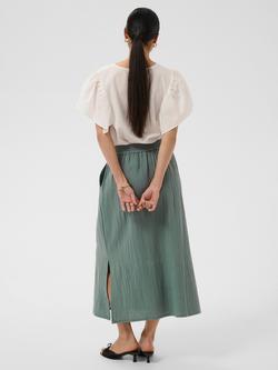 KAFFE Vafla Midi Skirt, Balsam Green - view 2, Balsam Green
