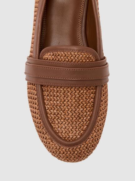 Reiss Liv Woven Raffia Loafers, Tan - view 2, Tan