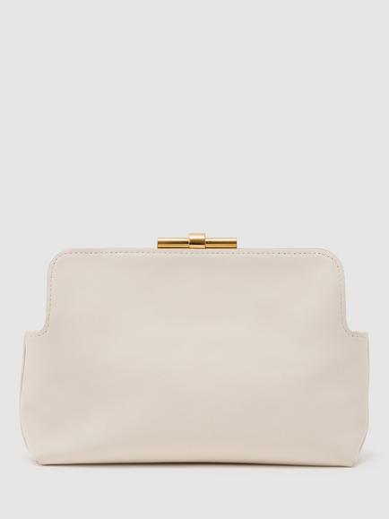 Reiss Bethany Leather Frame Clutch Bag, White - view 2, White