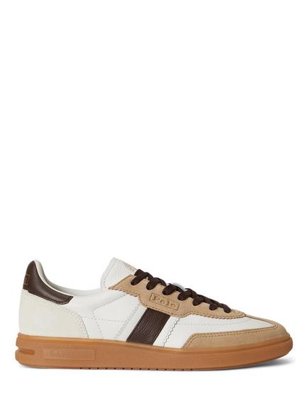 Polo Ralph Lauren Bedford Suede Lace Up Trainers, White/Brown, White/Brown