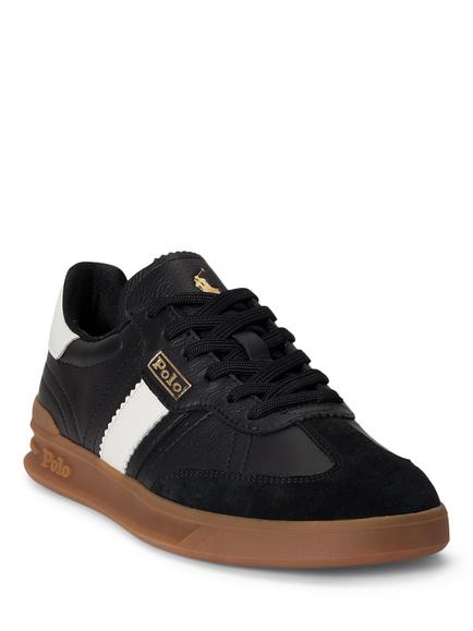 Polo Ralph Lauren Heritage Aera Suede Trainers, Black - view 2, Black