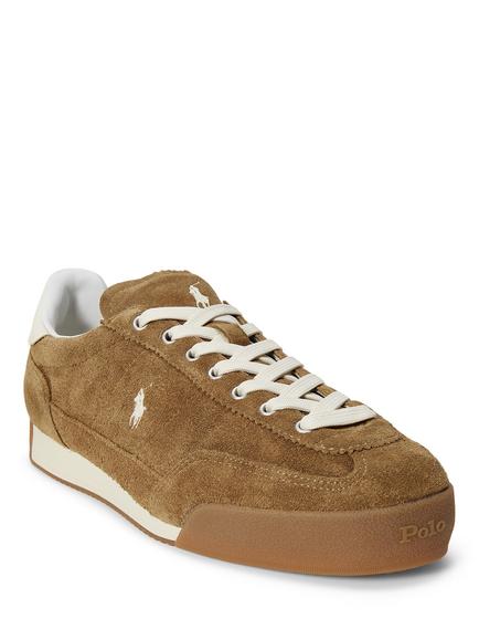 Polo Ralph Lauren Hester Suede Low Top Trainers, Camel - view 2, Camel