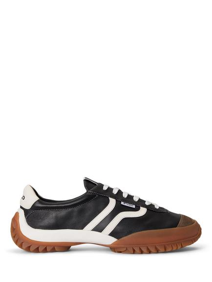 Polo Ralph Lauren Tread Leather Low-Top Trainers, Black, Black