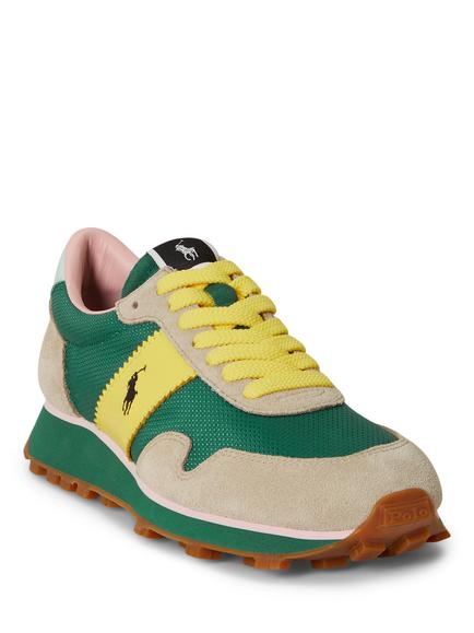 Polo Ralph Lauren Polo Trail 125 Lace Up Trainers, Green/Yellow - view 2, Green/Yellow