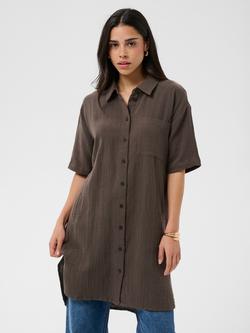 KAFFE Vafla Long Shirt, Chocolate Brown, Chocolate Brown