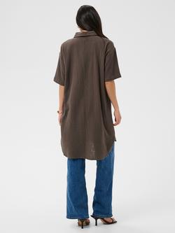 KAFFE Vafla Long Shirt, Chocolate Brown - view 2, Chocolate Brown