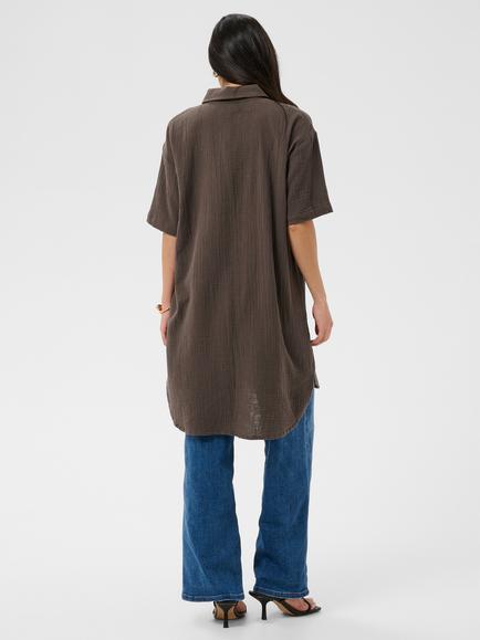 KAFFE Vafla Long Shirt, Chocolate Brown - view 2, Chocolate Brown