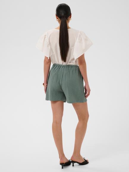 KAFFE Kavafla Drawstring Mid Rise Shorts - view 2, Balsam Green