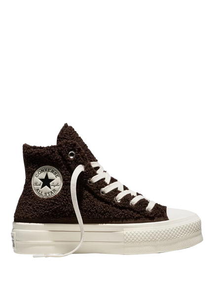 Converse Chuck Taylor All Star Lift Winter Warm Hi-Top Trainers, Brown Chocolate, Brown Chocolate