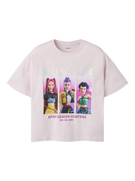 NAME IT Kids' Short Sleeve KPop Demon Hunters Print T-Shirt, Cradle Pink, Cradle Pink