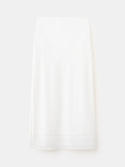 Mango High Waisted Midi Linen Blend Skirt, Off White, Off White