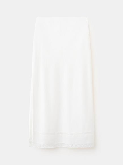 Mango High Waisted Midi Linen Blend Skirt, Off White, Off White