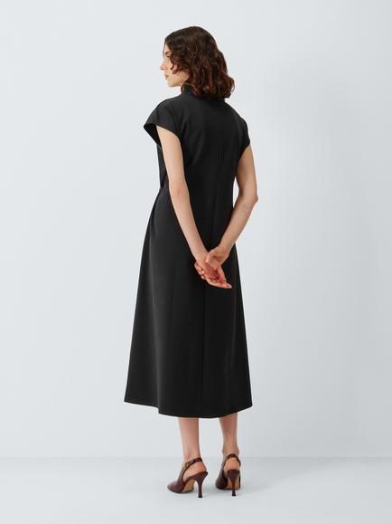 John Lewis Twist Detail High Neck Cotton Midi Dress, Black - view 2, Black