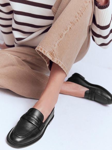 Boden Nya Leather Penny Loafers, Black - view 2, Black