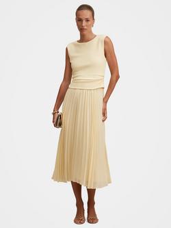 Forever New Emilia 2-in-1 Sleeveless Pleated Midi Dress, Lemon, Lemon