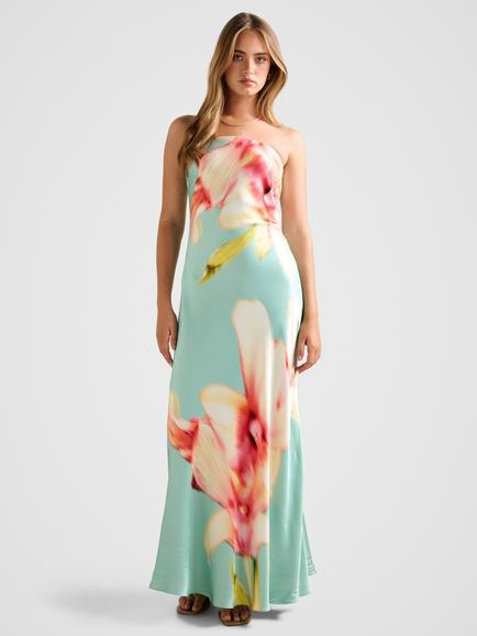 Forever New Estelle Satin Strapless Maxi Dress, Multi, Multi