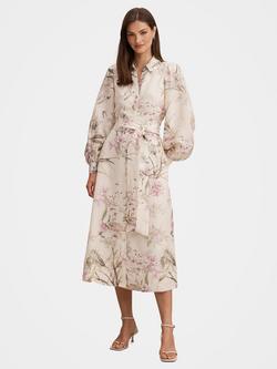 Forever New Hazel Long Sleeve Shirt Midi Dress, Petalbrook Floral, Petalbrook Floral