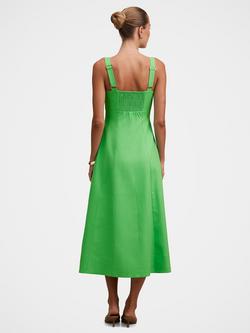 Forever New Kara Linen Blend Tie Front Midi Dress, Shamrock - view 2, Shamrock