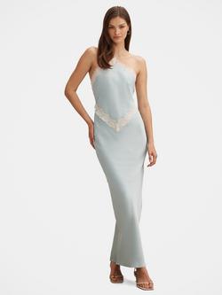 Forever New Kelli Lace Trim Strappy Satin Maxi Dress, Soft Blue, Soft Blue