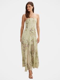 Forever New Kimora Strapless Floral Midi Dress, Sage, Sage