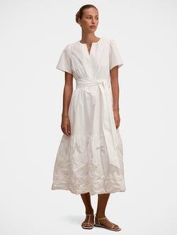 Forever New Matilda Embroidered Tie Midi Dress, Porcelain, Porcelain