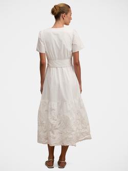 Forever New Matilda Embroidered Tie Midi Dress, Porcelain - view 2, Porcelain