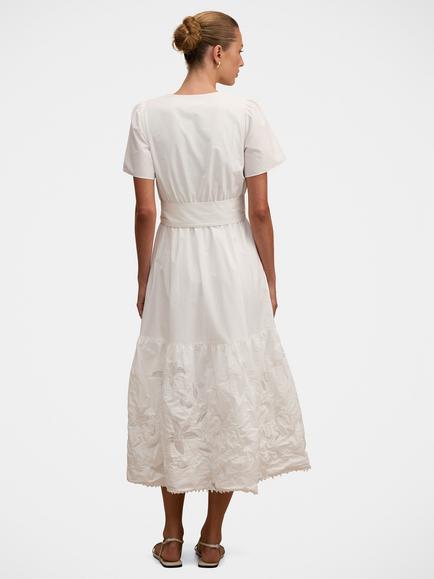 Forever New Matilda Embroidered Tie Midi Dress, Porcelain - view 2, Porcelain