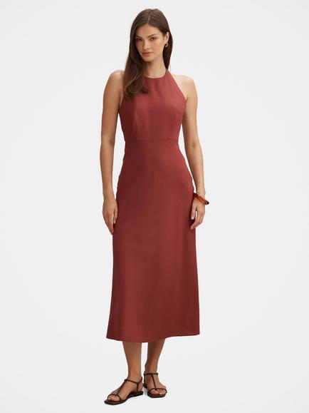 Forever New Soraya Beaded Back Midi Dress, New Maroon, New Maroon