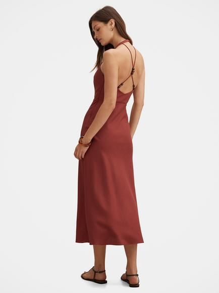 Forever New Soraya Beaded Back Midi Dress, New Maroon - view 2, New Maroon