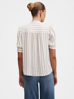 Forever New Dorothea Striped Puff Sleeve Blouse, White/Brown - view 2, White/Brown