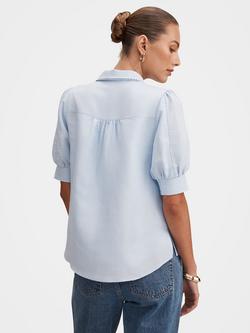 Forever New Finley Trim Detail Linen Blend Blouse, Icicle - view 2, Icicle