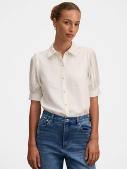 Forever New Forever New Finley Trim Detail Linen Blend Blouse, Porcelain, Porcelain
