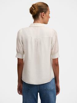 Forever New Forever New Finley Trim Detail Linen Blend Blouse, Porcelain - view 2, Porcelain