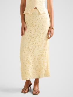 Forever New Andie Lace Maxi Skirt, Soft Yellow, Soft Yellow