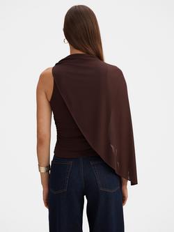 Forever New Rosalind Single Shoulder Cape Top, Chocolate - view 2, Chocolate