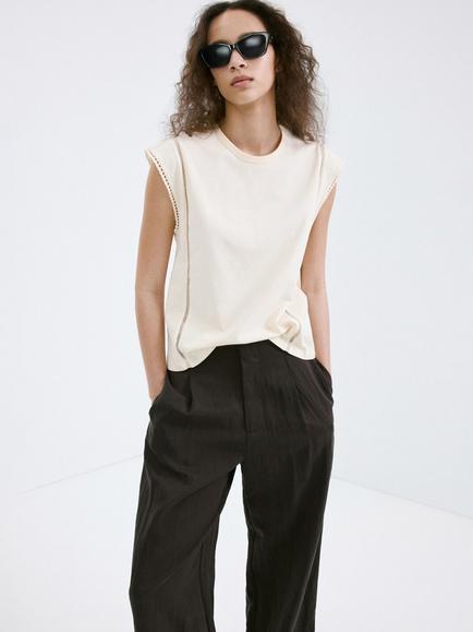 Mango Camiseta Top, Raw, Raw