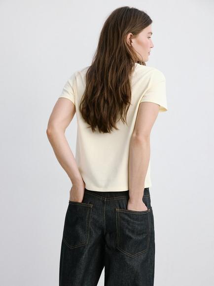 Mango Embroidered T-Shirt, Vanilla - view 2, Vanilla